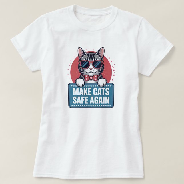 Gör Katter Säkra Igen Roliga Patriotiska Katt Sung T Shirt (Design framsida)