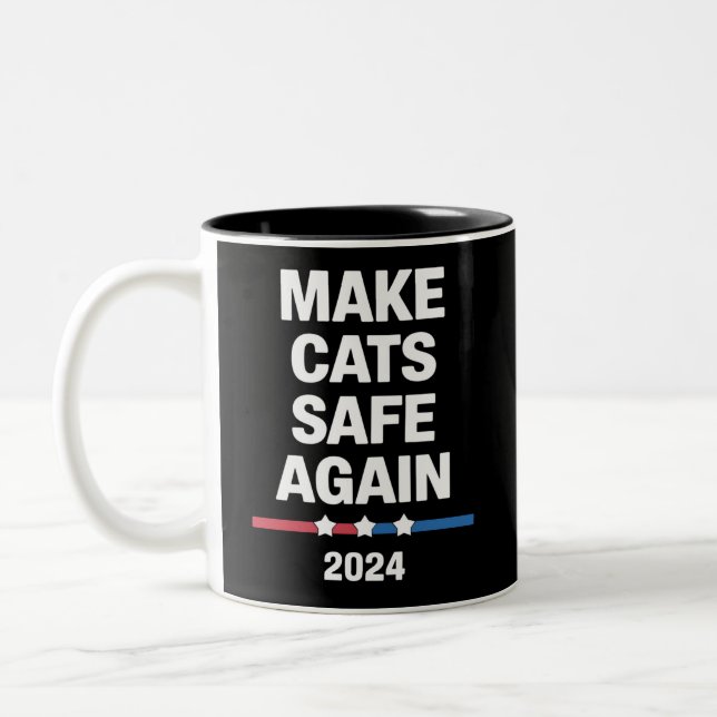 Gör Katter Säkra Igen Roligt 2024 Presidentval  Två-Tonad Mugg (Vänster)