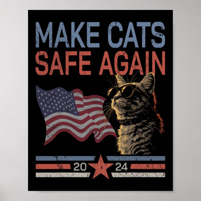 Gör katter Säkra igen, Shirt Funny 2024 Cat Lovers Poster (Framsidan)