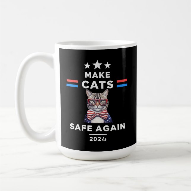 Gör katter Säkra igen till ett lustigt val 2024 Kaffemugg (Vänster)