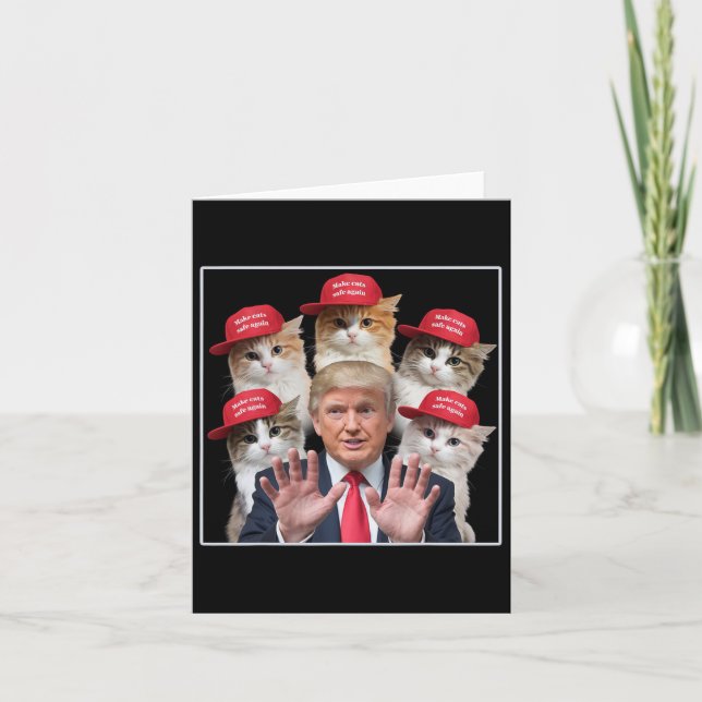 Gör katter Säkra igen Trump 2024 Red Hat Pets Kort (Framsida)
