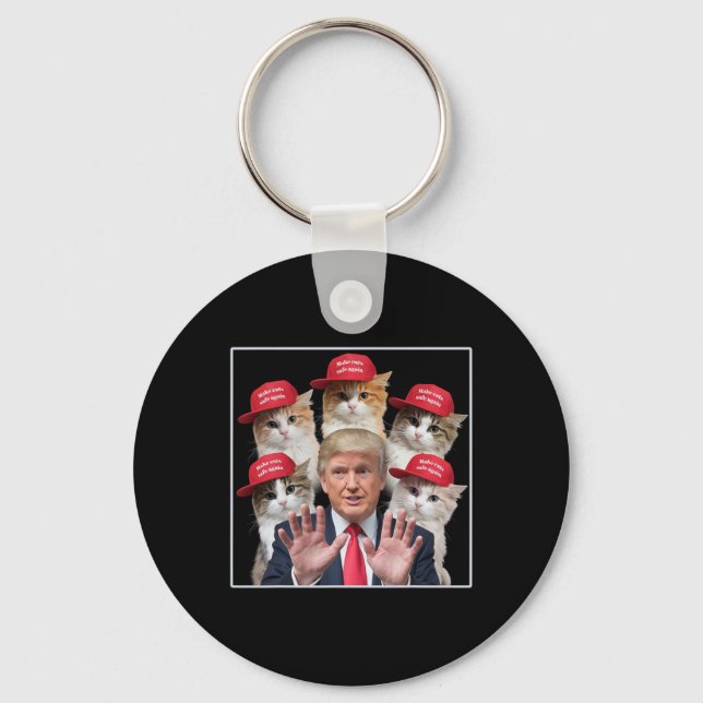 Gör katter Säkra igen Trump 2024 Red Hat Pets Nyckelring (Framsida)
