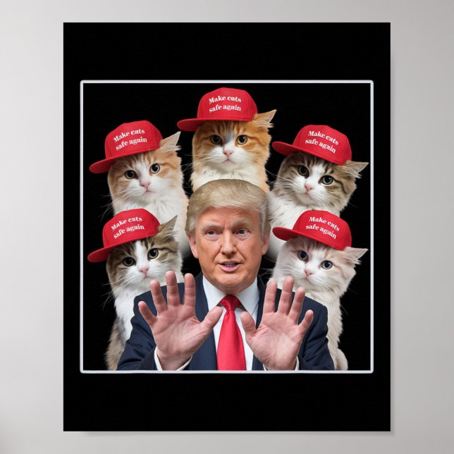 Gör katter Säkra igen Trump 2024 Red Hat Pets Poster (Framsidan)