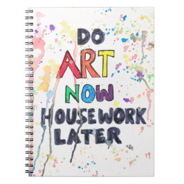 Gör konst nu, mer sistnämnd hushållsarbete anteckningsbok med spiral