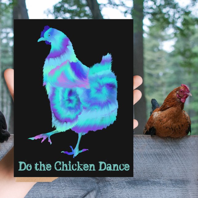 Gör kycklingstensfärgad djurkonst? vykort (Do the chicken dance quote with cute colorful hen farm animal art greeting postcard)