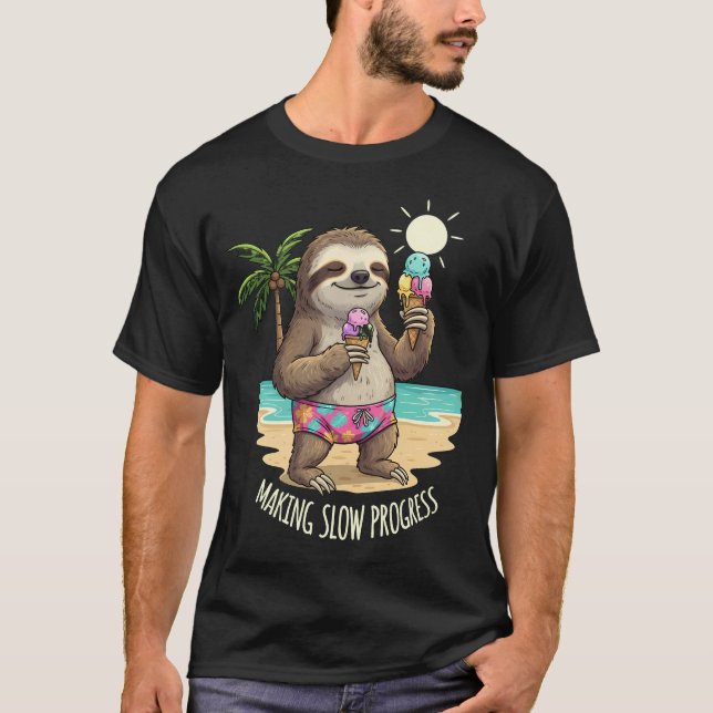 "Gör långsam progress" Rolig laxträning Semester p T Shirt (Framsida)