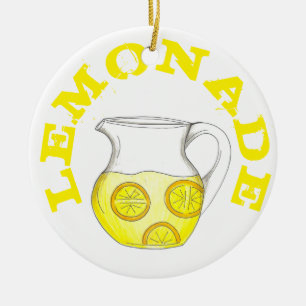 Gör Lemonade Gult Lemon Ade Pitcher Citrus Julgransprydnad Keramik
