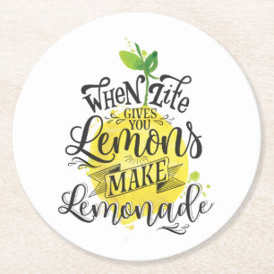 Gör Lemonade ", "när liv ger dig citroner, Underlägg Papper Rund