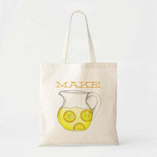 Gör Lemonade Pitcher w/ Lemons Tote Bag Tygkasse (Framsidan)