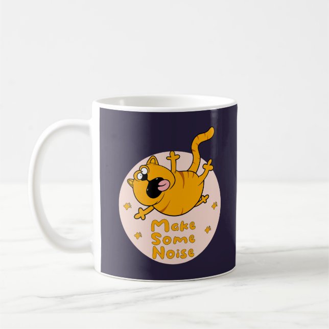 Gör lite oväsen Kawaii Funny orange-katthopp Kaffemugg (Vänster)