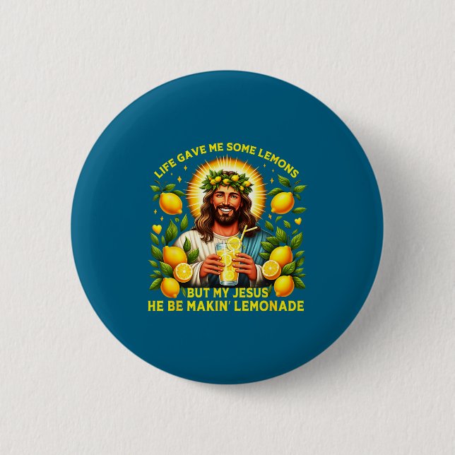 Gör Livet Gav Citroner Jesus Citronad Knapp (Framsida)