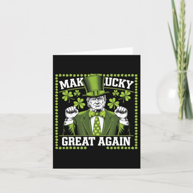 Gör Lucky Great Again Trump St. Patrick's Day Lep Kort (Framsida)