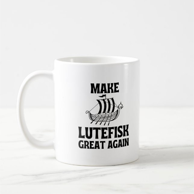 Gör Lutefisk Underbar igen, humoristisk inkisk fis Kaffemugg (Vänster)