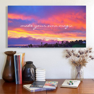 Gör Magic Quote Script Orange Blue Sunrise Foto Canvastryck