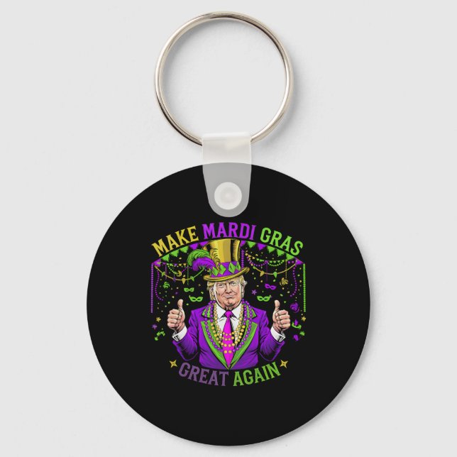 Gör Mardi Gras Underbar igen Roligt Mardi Gras Man Nyckelring (Framsida)