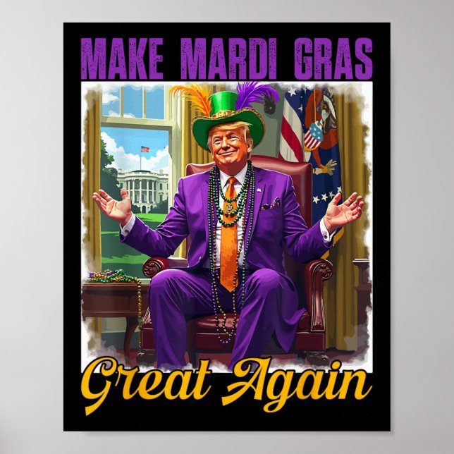 Gör Mardi Gras Underbar igen Trump Pärlor-maskmatn Poster (Framsidan)