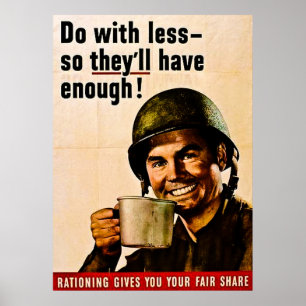 Gör med mindre - att ransonera för vintage WWII Poster