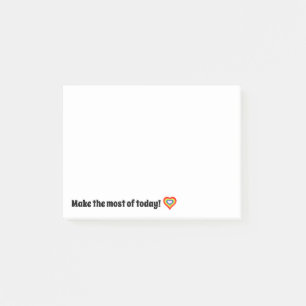 Gör mest av i dag! Regnbågehjärtaanteckningsblo Post-it Block