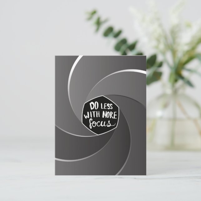 Gör mindre med mer fokus helg vykort (Stående Fram)