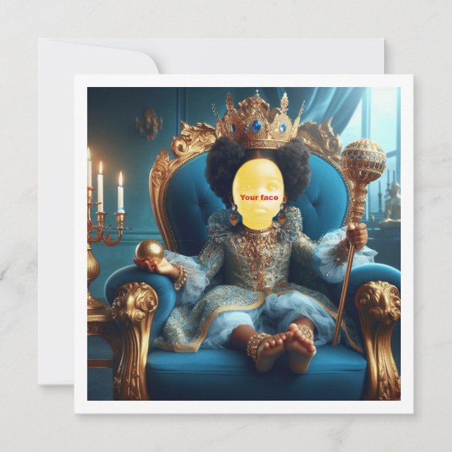 Gör mitt barn royal, svartprinsessa, svart drottni kort (Framsida)