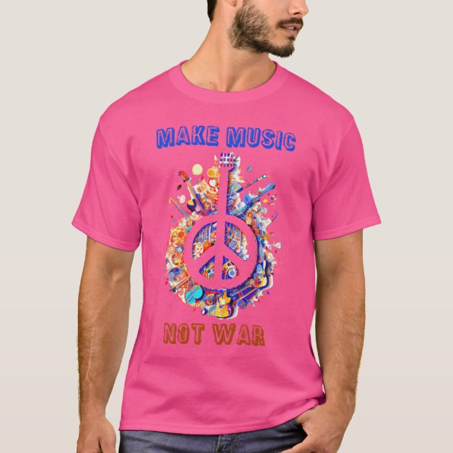 Gör musik inte Krig Music Älskare Hippie Peace vin T Shirt (Framsida)