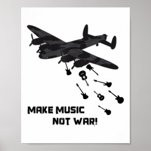 Gör musik inte Krig-planet Guitar Kärlek Peace Pac Poster