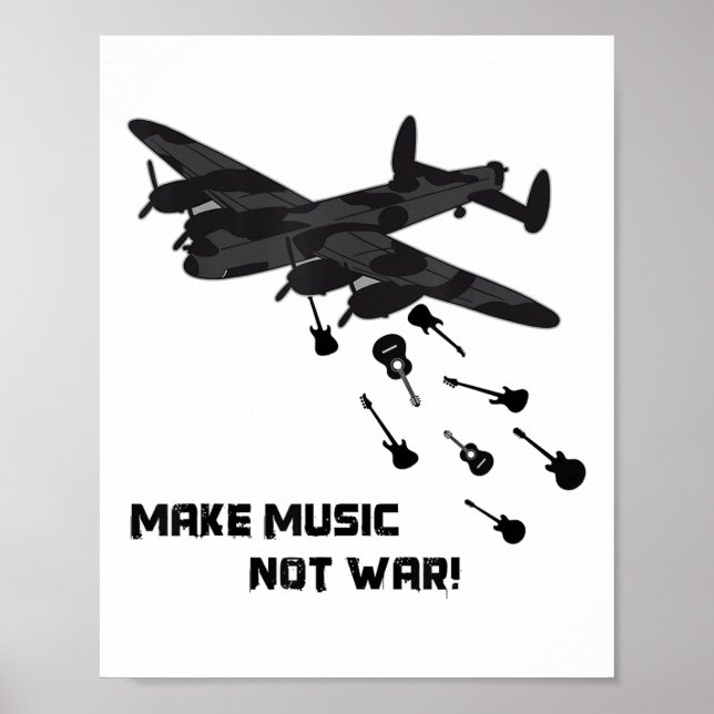 Gör musik inte Krig-planet Guitar Kärlek Peace Pac Poster (Framsidan)