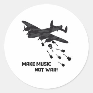 Gör musik inte Krig-planet Guitar Kärlek Peace Pac Runt Klistermärke