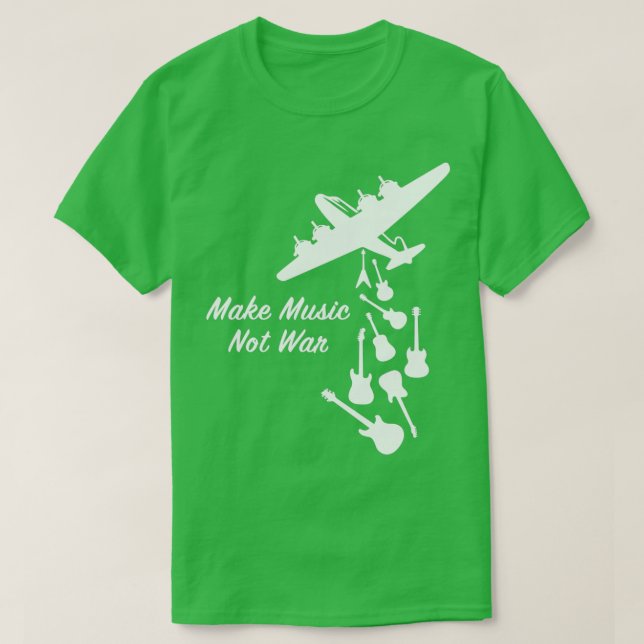 Gör musik inte till Krig Peace Krig Guitar Music T Shirt (Design framsida)