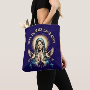 Gör om den latinska massan till Jungfru Mary Tote Tygkasse