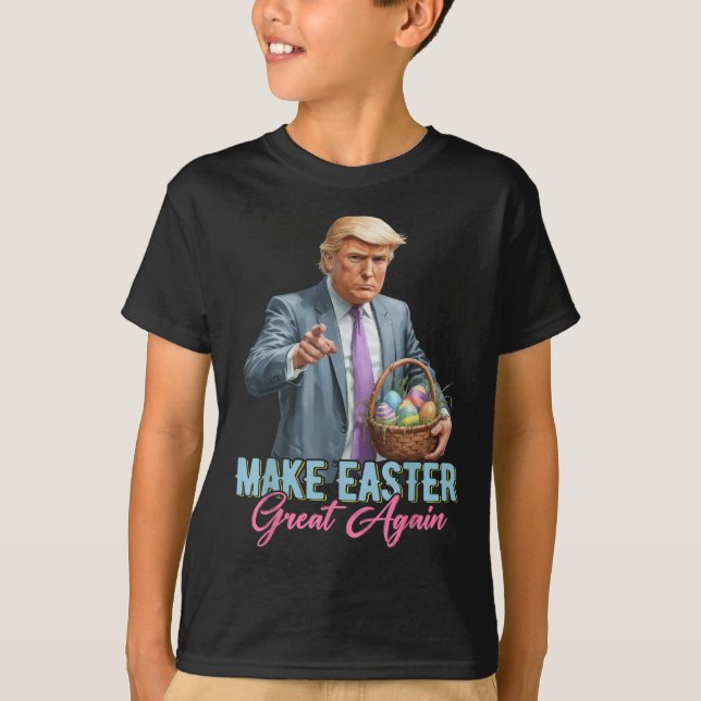 Gör Påsk till Underbar igen, roligt Trump Vår Hunt T Shirt (Framsida)