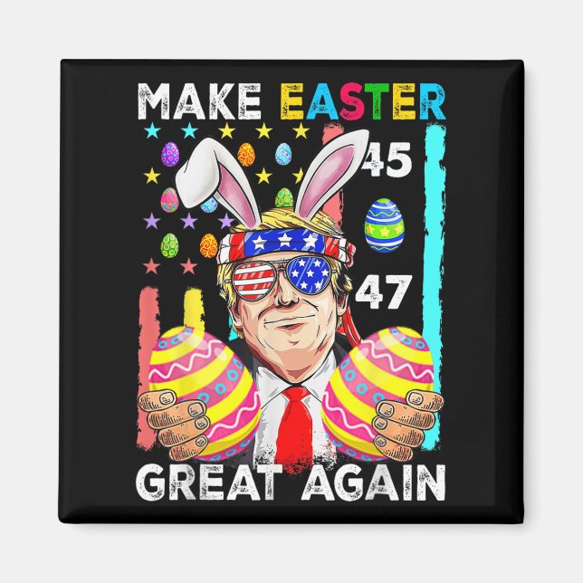 Gör Påsk Underbar igen, lustigt Trump Bunny Vår H Magnet (Framsidan)