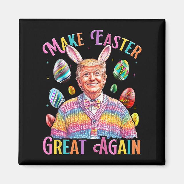 Gör Påsk Underbar igen, lustigt Trump Bunny Vår H Magnet (Framsidan)