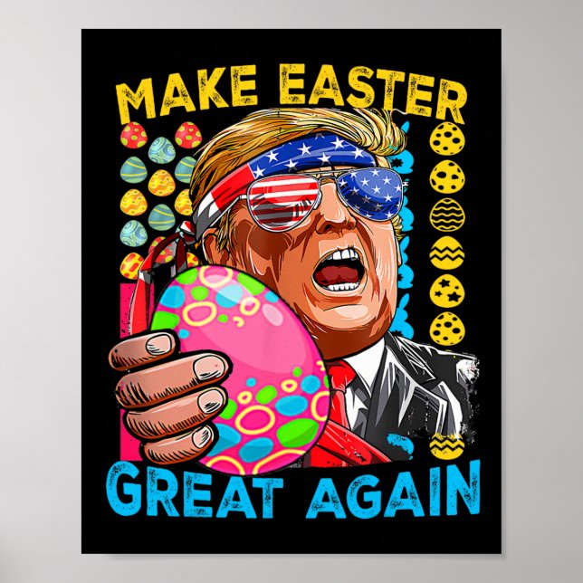 Gör Påsk Underbar igen till Trump Bunny Flagga Poster (Framsidan)