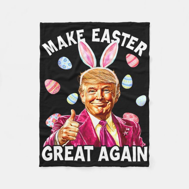 Gör Påsk Underbart igen Bunny Vår Hunt Eggs Fleecefilt (Framsidan)
