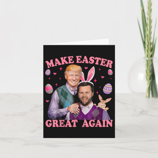 Gör Påsk Underbart igen till Trump Vance Bunny Hun Kort (Framsida)