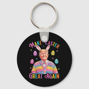 Gör påsken stor igen rolig Trump kanin vår H Nyckelring
