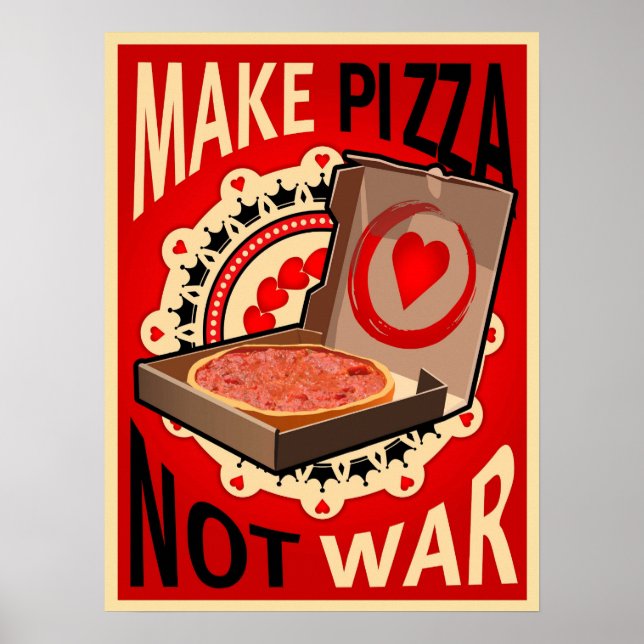 Gör pizza,Inte Krig, Poster (Framsidan)