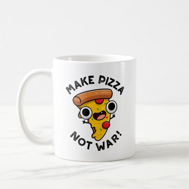 Gör Pizza Inte Krig Roligt Fred Puns  Kaffemugg (Vänster)