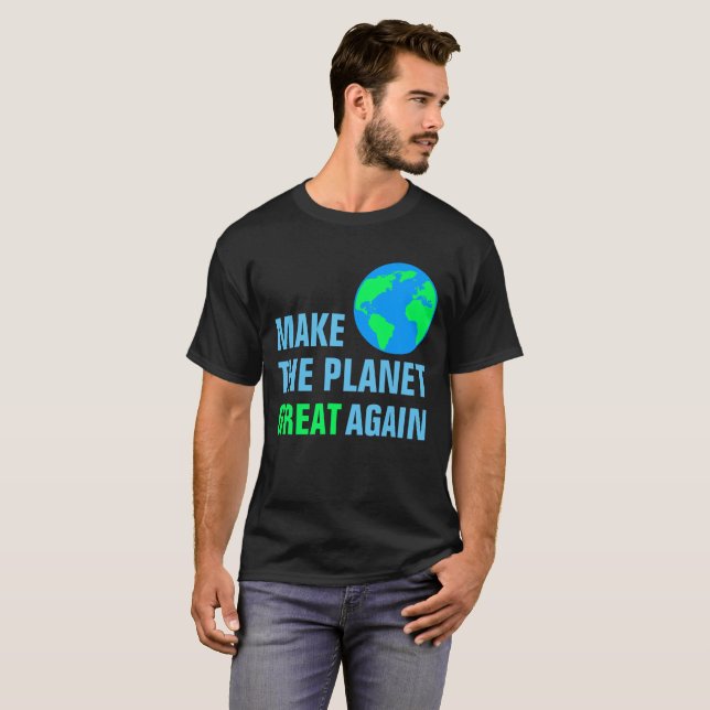 Gör planeten Underbar igen svart T-shirt (Hel framsida)