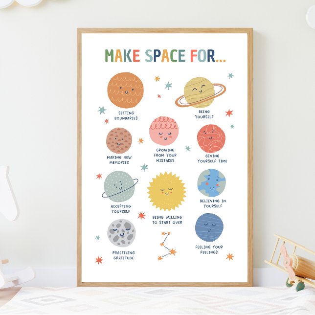 Gör plats för Social-främjande utbildning Poster (Make Space For Growth Mindset visual aide for the classroom. Part of social emotional learning.)