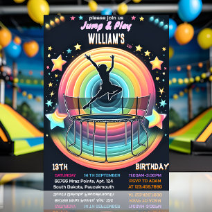 Gör pojkar till coola trampoline Park 13-årsdag Inbjudningar