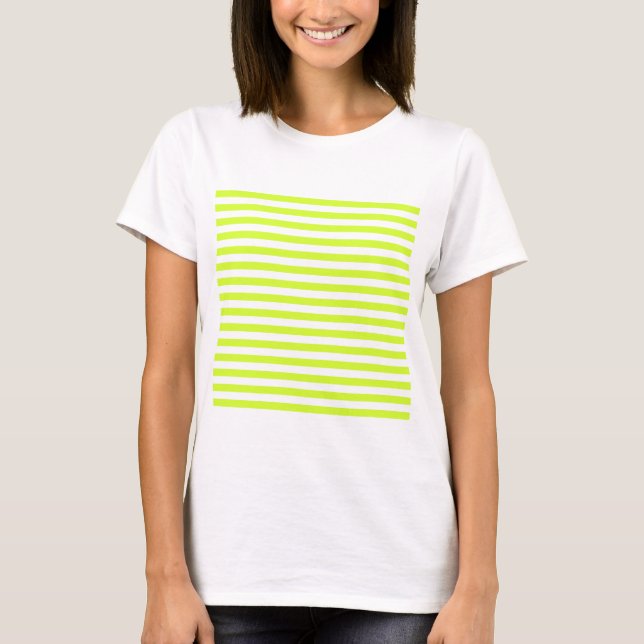 Gör randar - vit och fluorescerande gult tunnare tee shirt (Framsida)