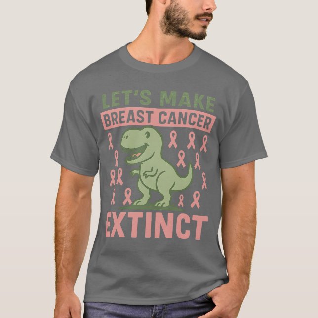 Gör så att bröstcancer Utdödar Rosa Dinosaur Kids T Shirt (Framsida)