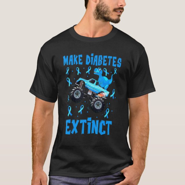Gör så att diabetes Utdödar t Rex Dinosaur Monster Shirt (Framsida)
