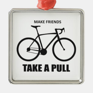 Gör så att vännerna tar en pull-cykel julgransprydnad metall