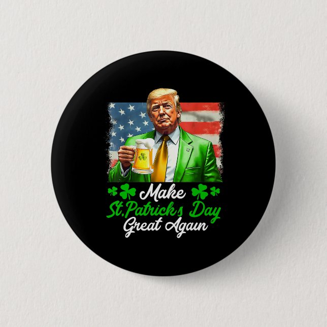 Gör Saint patrick's day Underbar igen till USA fla Knapp (Framsida)