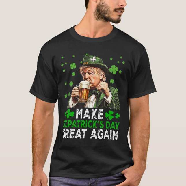Gör Saint patrick's day Underbar igen till USA fla T Shirt (Framsida)