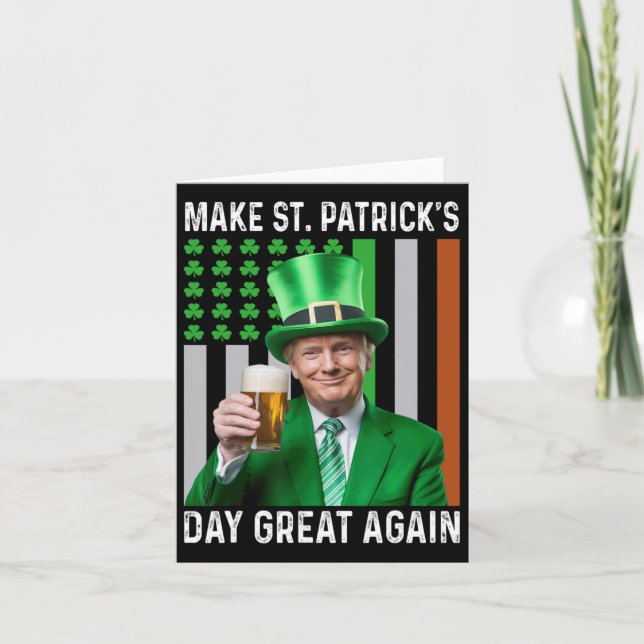 Gör Saint St Patrick's Day Stor Igen Flagga Rolig Kort (Framsida)