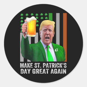 Gör Saint St patrick's day Underbar igen Flagga lu Runt Klistermärke